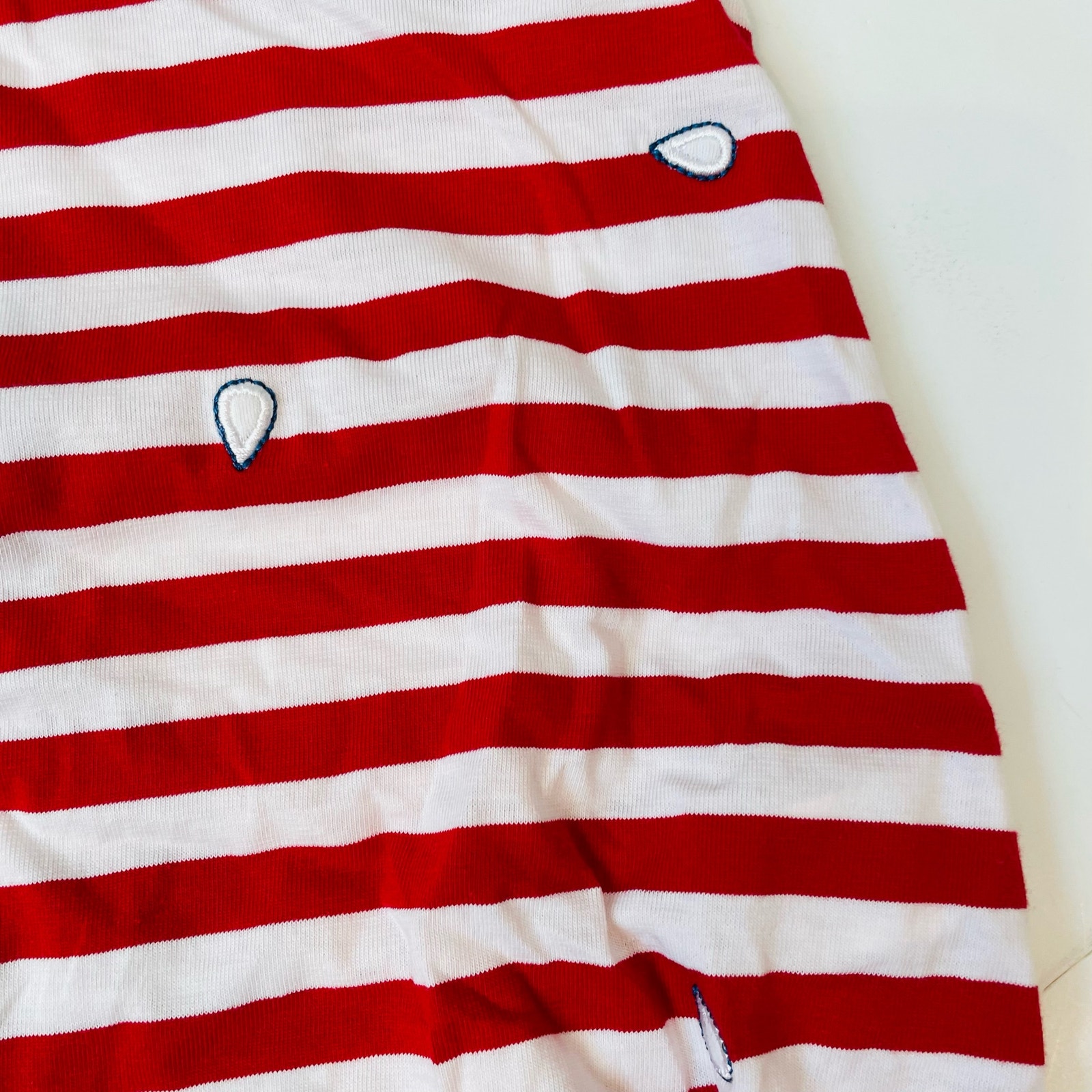 Nwt Florence Eiseman 18m Stipe Knit Strawberry Romper — image 3 of 7